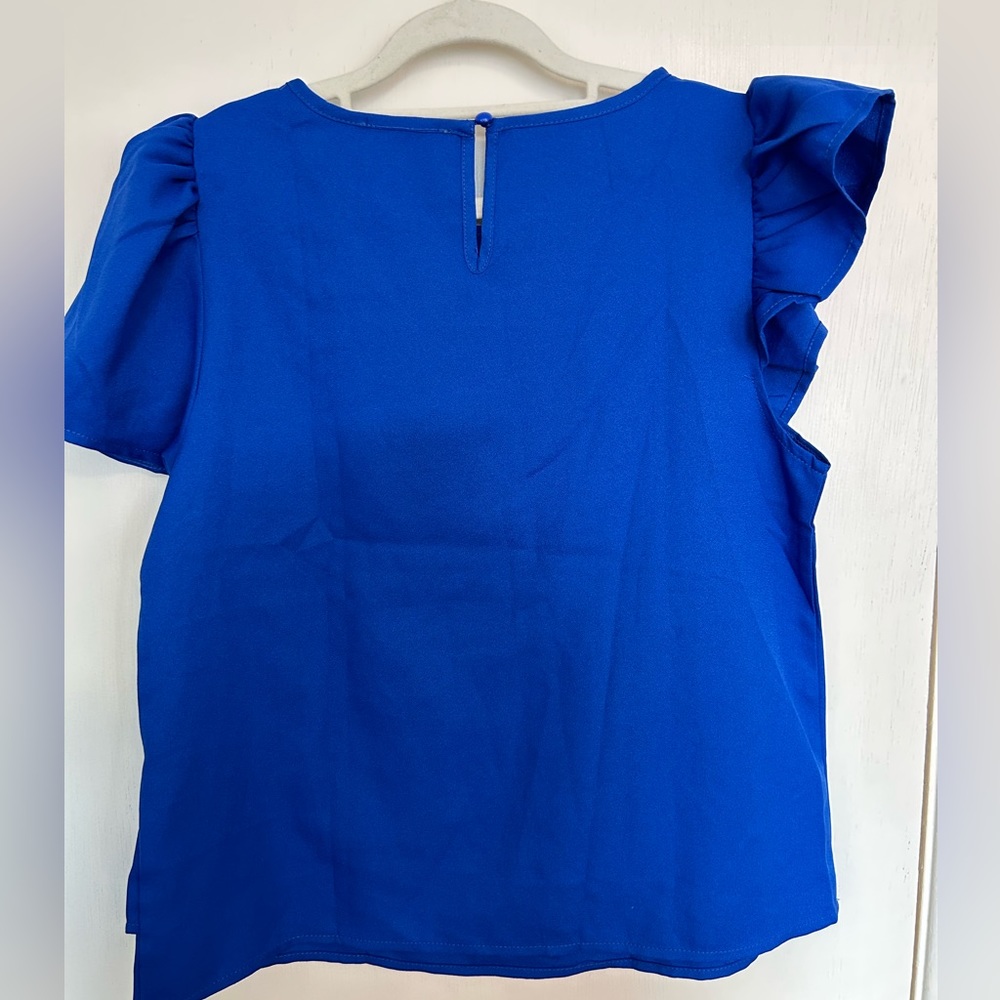 NWOT Blue Ruffle Blouse - Picture 4 of 5